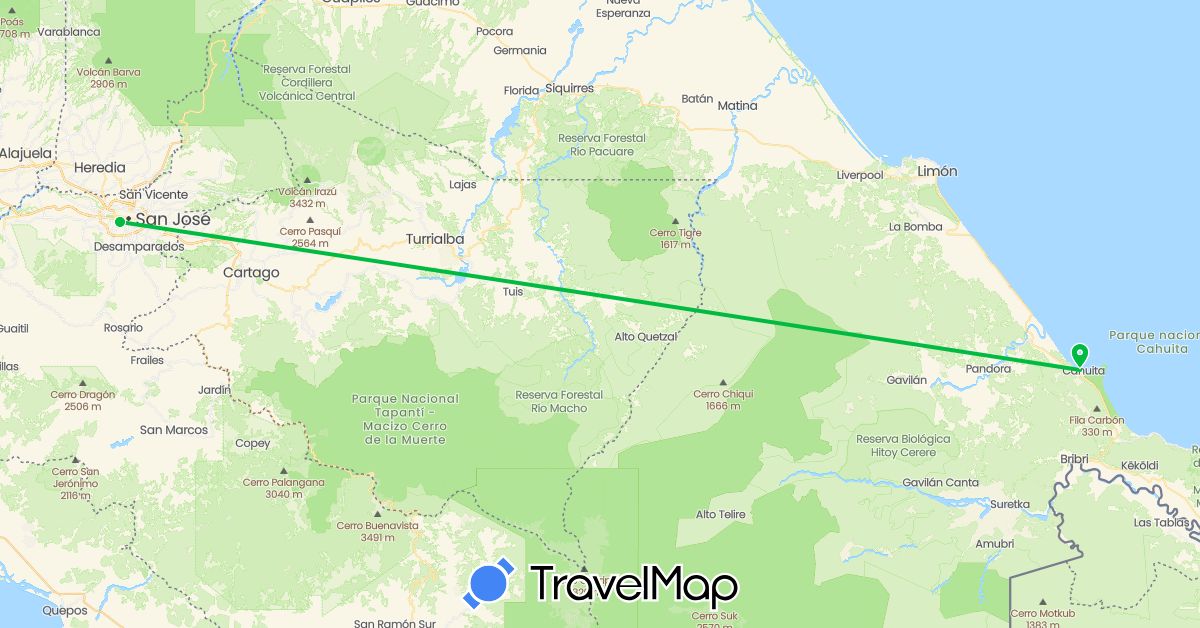 TravelMap itinerary: bus in Costa Rica (North America)